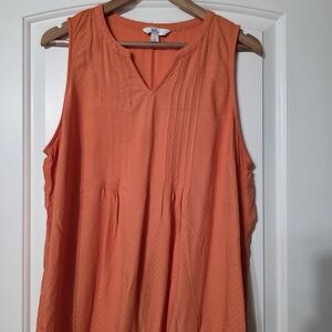 Croft & Barrow Orange Pleated Tank Top